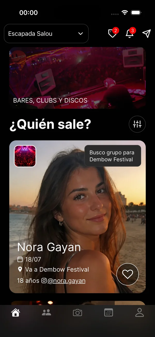 Vente screen: see who goes